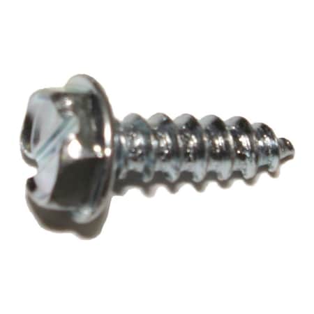 Midwest Fastener Sheet Metal Screw, #7 x 1/2 in, Zinc Plated Steel Flange Hex Head Slotted Drive, 100 PK 02918